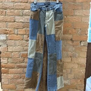 Misdemeanor women's jeans 27 X 30 flare Boot Cut Bell Blue Denim Patchwork Y2K
